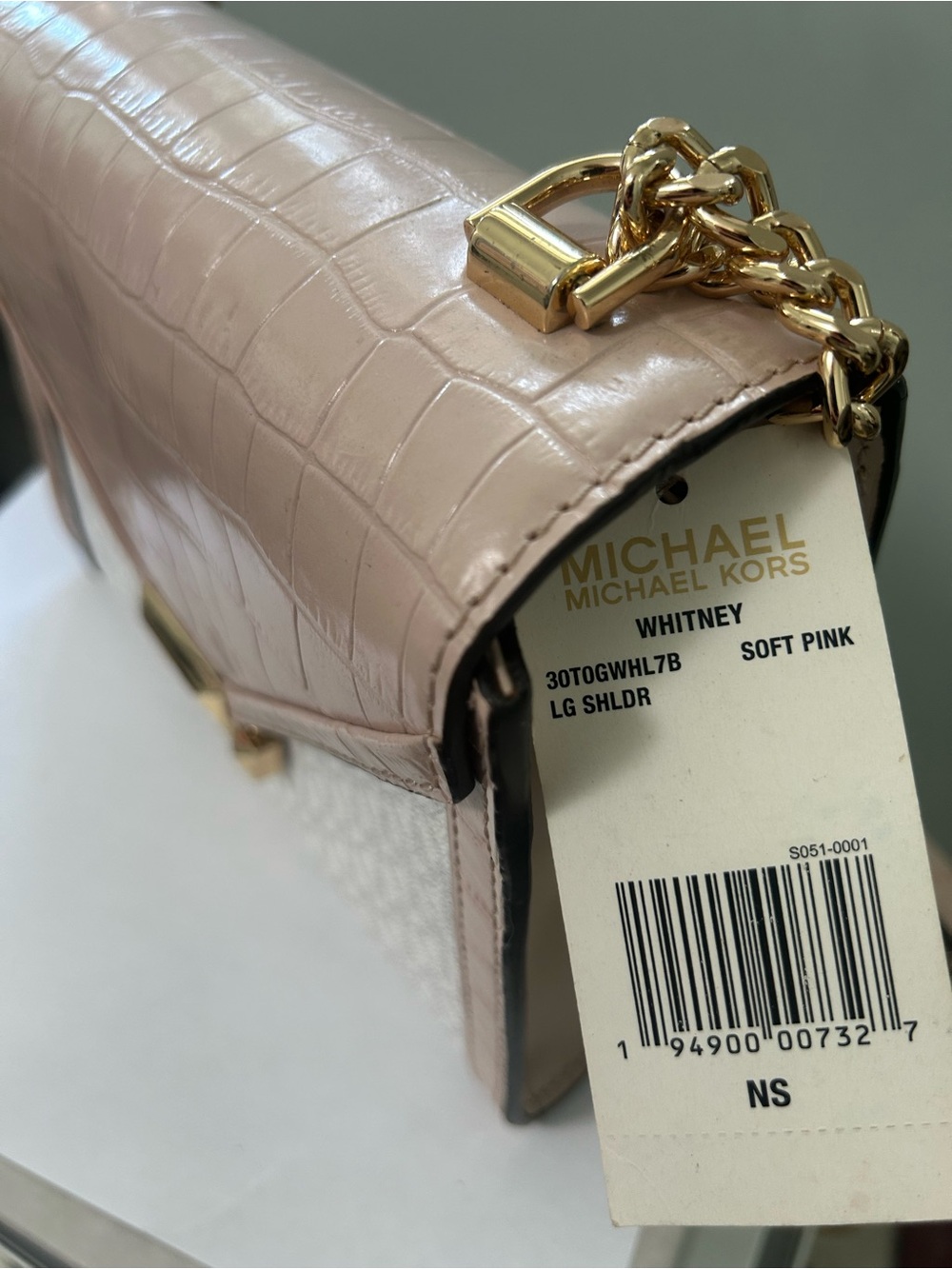 MICHAEL Michael Kors Whitney Shoulder Bag - Soft Pink with Gold Chain